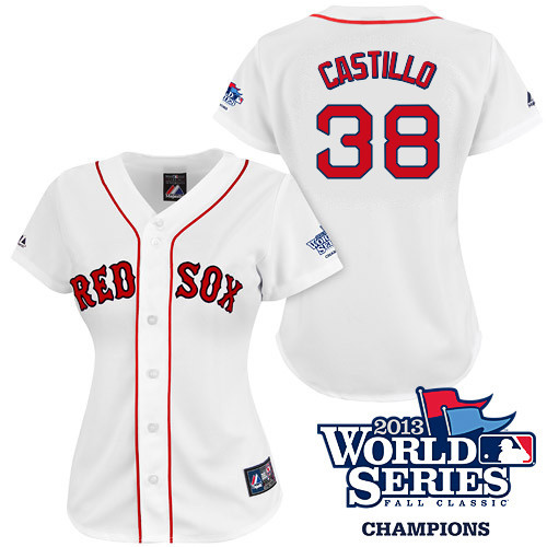Rusney Castillo #38 mlb Jersey-Boston Red Sox Women's Authentic 2013 World Series Champions Home White Baseball Jersey